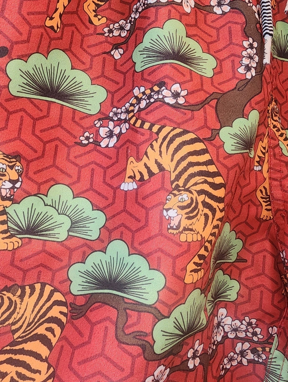 Boardies Size Large Red With Tiger Print Swim Trunks